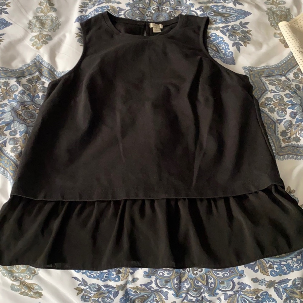 Jcrew dressy tiered tank black sz m